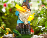 Solar Funny Garden Gnomes Statues，Funny Gnome with LED Lights up Gnomes ... - £44.86 GBP