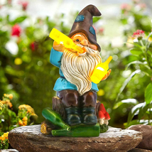 Solar Funny Garden Gnomes Statues，Funny Gnome with LED Lights up Gnomes Decorati - £45.49 GBP