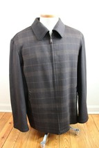 Andre Lanzino L Brown Plaid Check Wool Zip Front Jacket Coat - $37.39