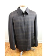 Andre Lanzino L Brown Plaid Check Wool Zip Front Jacket Coat - £29.41 GBP