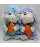 Set Of (2) 11&quot; Kelly Toy Purple Blue Easter Bunny Carrot Stuffed Animal ... - $18.34 CAD