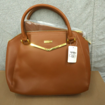 Joy &amp; Iman Womens Genuine Leather Large Satchel Purse Handbag Brown Tote - £19.11 GBP