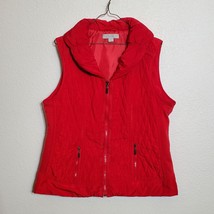 Laura Ashley Red Quilted Puffer Vest XL Women&#39;s Sleeveless jacket full Zip - £22.20 GBP