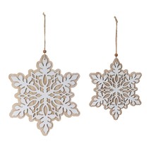 Snowflake Ornament (Set of 24) 7&quot;H, 9&quot;H Wood - £65.37 GBP