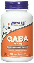 NEW Now Foods GABA 750mg Gluten Free Sugar Free Neurotransmitter Support 100 vc - $18.45