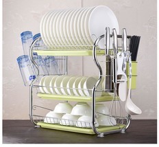 2-3 Tiers Dish Drying Rack Kitchen Washing Holder Basket Plated Iron Kitchen Kni - £46.25 GBP - £61.68 GBP