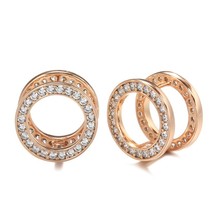 New Unusual 585 Rose Gold Earrings for Women Romantic Fashion Wedding Jewelry Ro - £11.42 GBP