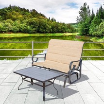 Lokatse Home 2 Pieces Outdoor Furniture Set Patio Bench Glider Chair, Beige - £249.39 GBP