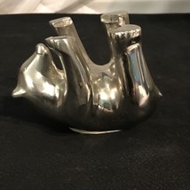 Restoration Hardware Supine Polar Bear Candle Holder,Figurine Silver Tone Metal - £12.69 GBP