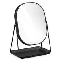 Navaris Vanity Mirror With Tray - Table Top Mirror With Metal, Black Finish - £39.24 GBP