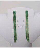 Green Gemstone Gold Dangle Earrings Rhinestone - €20,39 EUR