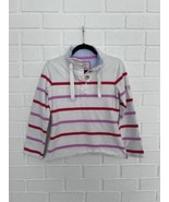 Joules Pullover Long Sleeve Button Collar White Striped Womens US 6 - £19.32 GBP