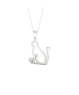 S925 Sterling Silver 0.05Ct TDW Diamond Cat Solitaire Necklace - $109.99