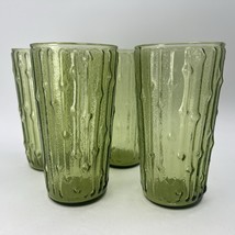 Set 4 MCM Anchor hocking Tahiti Bamboo Avocado Drinking Glasses 6.75&quot; Ti... - $55.30 CAD