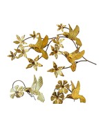 Vtg 3 Pc Brass Hummingbird &amp; Flower Wall Decor Art Set - $537.21 MXN