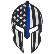 Spartan Helmet with Thin Blue Line Flag Police Embroidery Patch. Size: 4... - £5.53 GBP