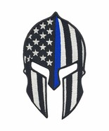 Spartan Helmet with Thin Blue Line Flag Police Embroidery Patch. Size: 4.7x2.9'' - $6.93