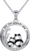Mothers Day Gifts for Mom, 925 Sterling Silver Jewelry Cute Panda Pendant Neckla - £33.40 GBP