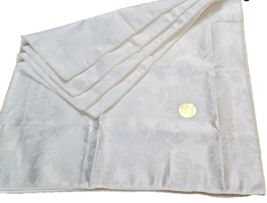 NEW Vintage Set 4 Satin Flower Cloth Napkins Dinner Taiwan Stain Release White - £12.96 GBP
