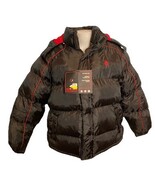 NWT Men&#39;s Swiss Cross Fleece Lined Hooded Puffer Jacket Black/Red Size L - $804.01 MXN