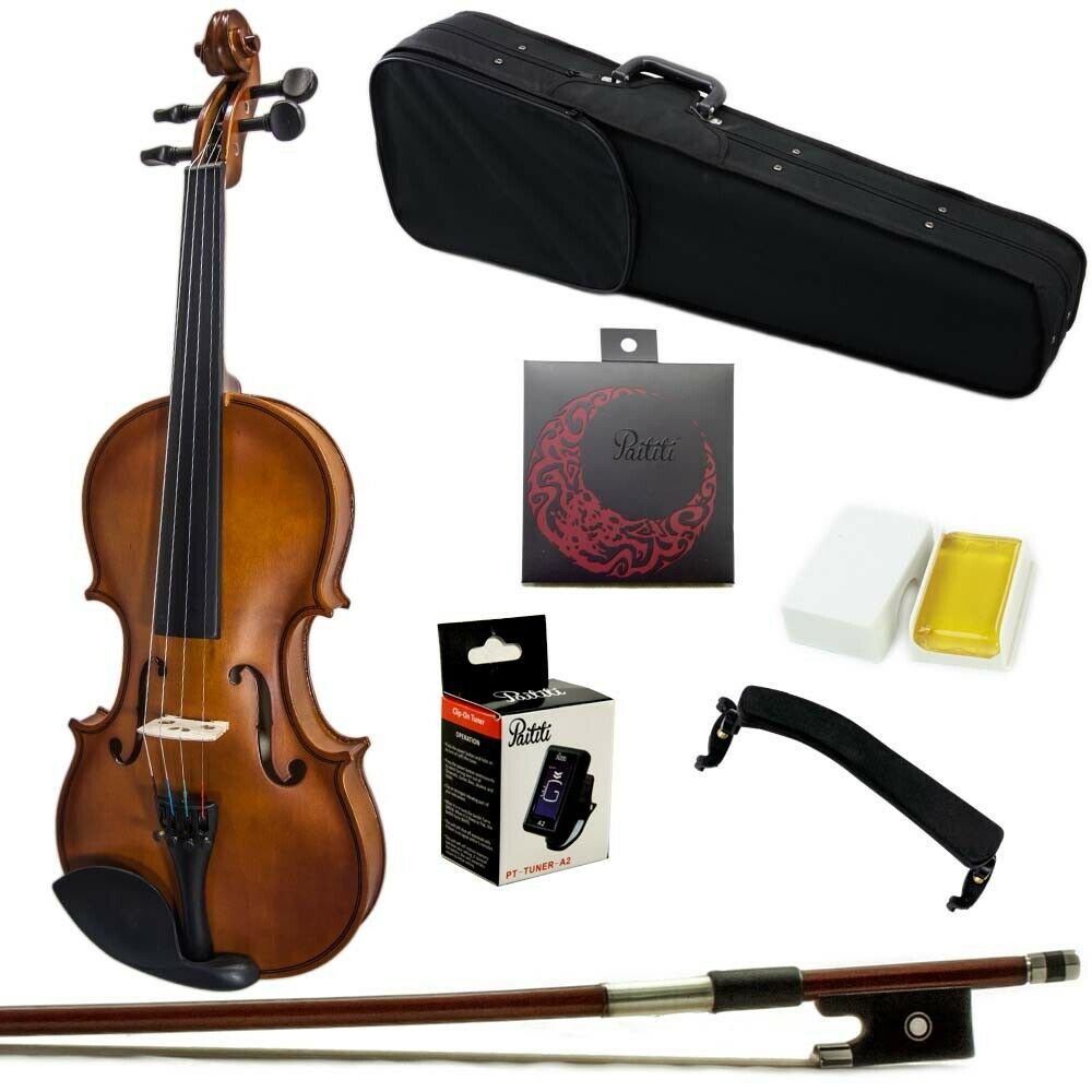 Paititi 1/2 Size Student Beginner Violin w Black Case, Rosin + Digital T... - $59.99