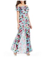 NEW Blue Rose Print Off Shoulder Maxi Dress Sz 6 - $29.92