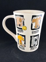 Large Illustrated DOG MUG SHOTS Funny &quot;WANTED&quot; Poster Cartoon Dog Coffee... - £11.29 GBP