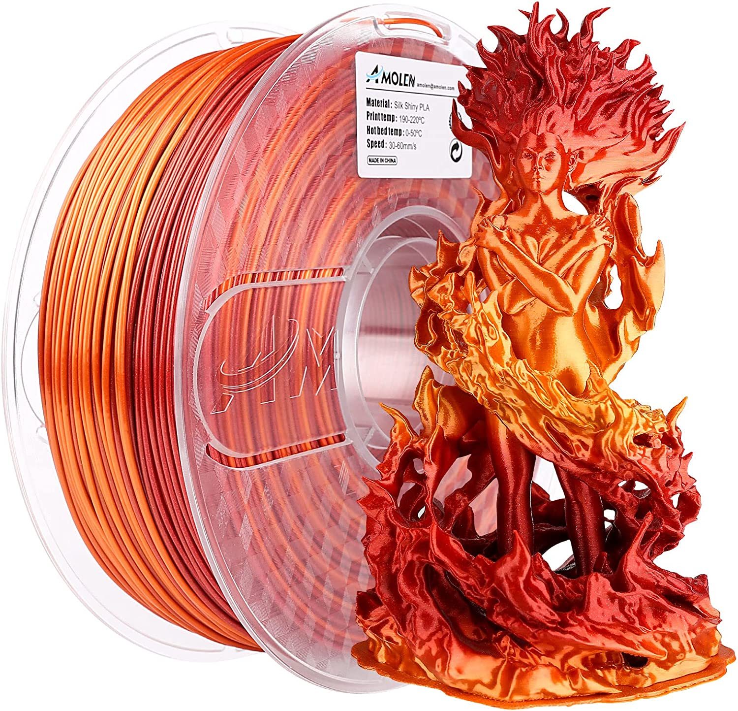 AMOLEN PLA 3D Printer Filament, PLA Filament 1.75mm Silk Shiny Filament ... - $41.99