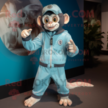 Sky Blue Capuchin Monkey mascot costume character dressed with a Bomber Jacket a - £902.13 GBP