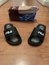  Fila Slides Sandals Slip On Shoes Black White Boys Choose Your Size - £27.02 GBP
