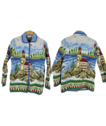 Lighthouse Tapestry Coat Jacket Christmas Art to Wear Grandmacore Size S... - $1,127.60 MXN