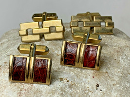2 Sets of Swank Cufflinks Vtg Goldtone Rectangle Mens Jewelry Clothing Accessory - $34.95