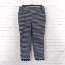 Chicos Pants Womens 0.5 6 Black Geometric Pull On Flat Front Pockets Pom Pom - £13.90 GBP