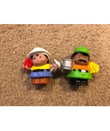 Mattel Little People Boy Construction Workers With Hats Toy Lot of 2 - £3.14 GBP