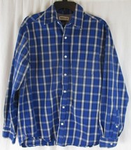 Magellan Male Shirt Sportswear Plaid/Check Cotton Long Sleeve Blue Sz Med - £7.65 GBP