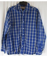 Magellan Male Shirt Sportswear Plaid/Check Cotton Long Sleeve Blue Sz Med - €8,26 EUR