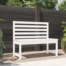 Garden Bench White 109 cm Solid Wood Pine - £55.24 GBP