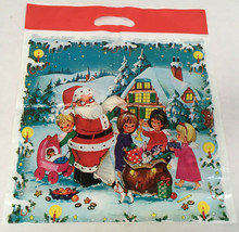 Vintage plastic Christmas gift shopping bag colorful Christmas holiday d... - $19.75