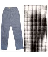 Vintage 90s NWT Gingham Plaid Tapered High Waist Pants Stretch Navy Blue... - $38.55