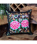 Embroidery Cushion Cover Pillow Case Vintage Flower Pattern P9 - £15.76 GBP