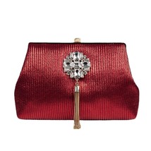 Golden Diamond Tassel Women Party Metal Crystal Clutches Evening Bags Wedding Ba - £40.73 GBP