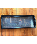 Large Vintage Reproduction Little Red Riding Hood &amp; Wolf in Woods Print ... - $37.97