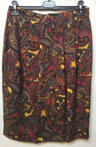 Skirt Fantasy Paisley Size 46 Comfortable Autumn Winter Pure Wool Vintage Brown - £45.27 GBP