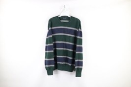 Vintage Nautica Mens Size Large Faded Striped Color Block Knit Crewneck Sweater - £34.84 GBP