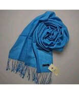 Swat STS Cashmere Scarf Shawl Head Cover Blue Fringe Lightweight Shoulde... - $22.98 CAD