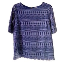 Sabine Lace Top Short Sleeve Blouse Purple Boho Size Medium - £15.01 GBP