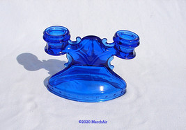Blue # 600 Mount Pleasant Double Shield Candlestick by L E Smith Depress... - £11.96 GBP