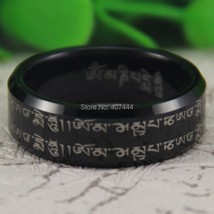 Free Shipping JEWELRY Hot Sale 8MM Black Bevel Tibetan Buddhism Om-mani-peme-hun - £30.94 GBP