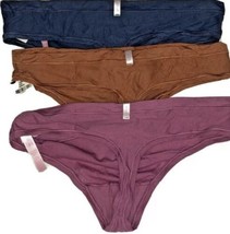 X 3~Victoria&#39;s Secret PINK One Size Thong Panty Stretchy Pink Blue Orang... - £14.53 GBP