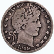 1909 50C Barber Half Dollar in Fine Condition All Natural Color Complete... - $74.24
